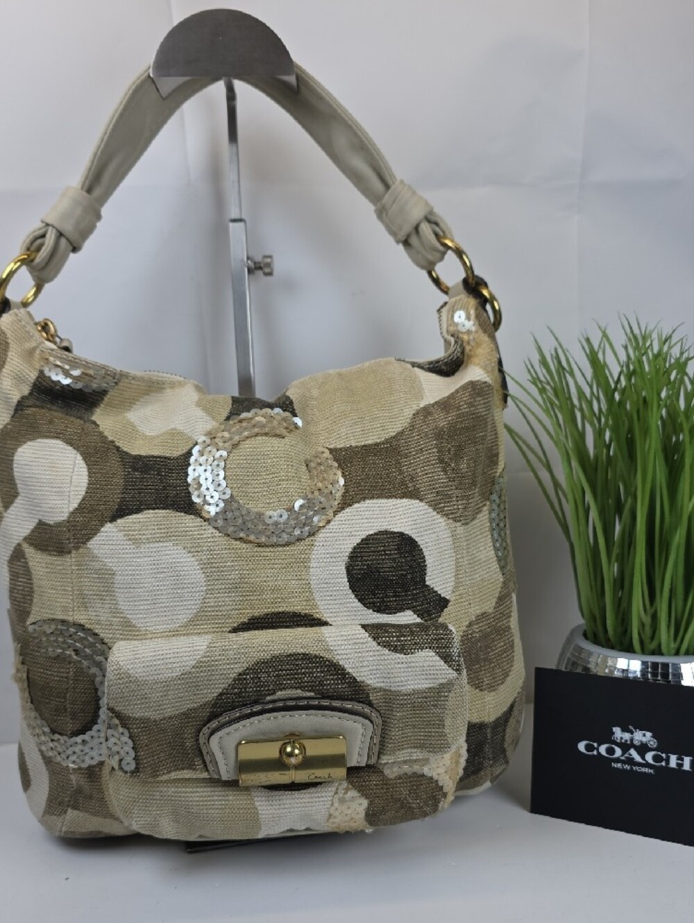 Coach Y2K Kristin Graphic Op Art Hobo Shoulder Bag Crossbody Sequins